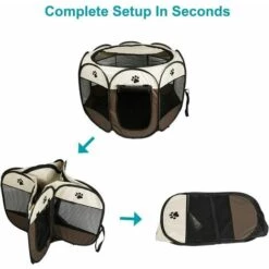 IRISFR Parc Chien Parc à Chiot Enclos Pour Chiens Chats Lapins Pliable Utiliser à L'intérieur Et à L'extérieur (café),Lilaris -Niche, chenil, enclos et parc pour chien Soldes 2022 59735974 4