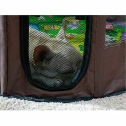 IRISFR Cl?ture Ronde Intérieure/extérieure Pour Parc Animalier Portable Pliable (Coffee-S)73 X 73 X 43cm,Lilaris -Niche, chenil, enclos et parc pour chien Soldes 2022 59803940 3