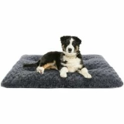 IRISFR Lit Pour Chien Coussin De Couchage En Peluche Court Coussin Pour Animaux De Compagnie En Velours Rose Avec Fond Antidérapant (M, Dark Grey),Lilaris
