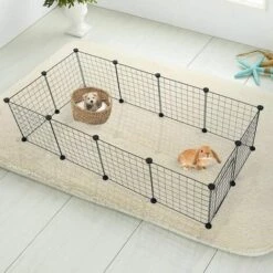 IRISFR Enclos Pour Lapin Intérieur, Parc Pour Chiens Animal De Compagnie En Métal Enclos En Treillis Avec Porte DIY Réglable, Pour Extérieur Chaton Hamster Cobayes 11 Panneaux,Lilaris