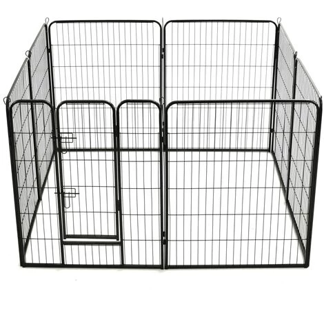 HELLOSHOP26 Parc Pour Chiens Chiots Animaux 8 Panneaux Acier 80 X 100 Cm Noir - Noir 5 HELLOSHOP26 Parc Pour Chiens Chiots Animaux 8 Panneaux Acier 80 X 100 Cm Noir - Noir – Image 5