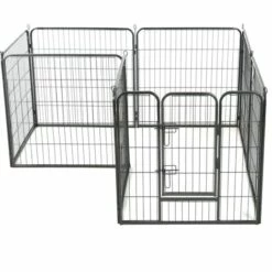 NOVA Boîte De Chien Avec 8 Panneaux En Acier 80x80 Cm Avec Fermetures De Sécurité Noires -Niche, chenil, enclos et parc pour chien Soldes 2022 59980854 4