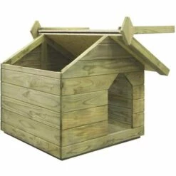 NOVA Toit D'ouverture De Chenil De Chien Extérieur En Pine En Bois En Bois Maison -Niche, chenil, enclos et parc pour chien Soldes 2022 59995740 5