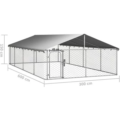 GROSMONDE 600 X 300 X 150 Cm Chenil Extérieur Avec Toit Pour Chiens Cage Pour Chiots 2 GROSMONDE 600 X 300 X 150 Cm Chenil Extérieur Avec Toit Pour Chiens Cage Pour Chiots – Image 2