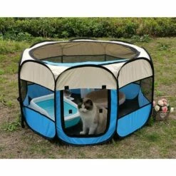 STARLIGHT Parc Pour Chien Portable Pliable En Tissu Oxford Résistant Aux Rayures, Enclos Pliable Pour Animal Domestique, Chien, Chat, Chiot Avec 8 Panneaux De Maille Respirante Et Fermeture à Glissière,STAR.L -Niche, chenil, enclos et parc pour chien Soldes 2022 60064492 5