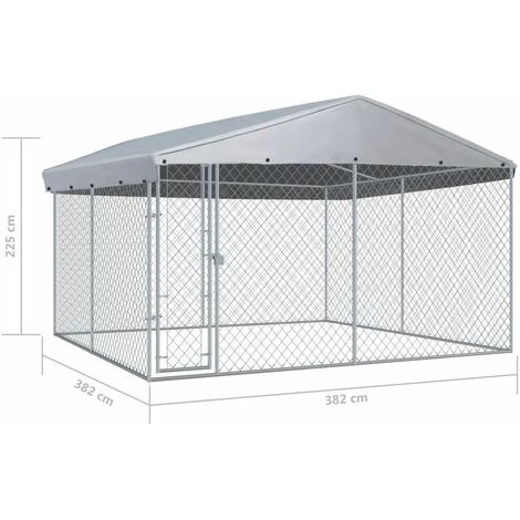 GROSMONDE 382 X 382 X 225 Cm Chenil D'Extérieur Avec/sans Toit Pour Chiens Enclos Cage 2 GROSMONDE 382 X 382 X 225 Cm Chenil D'Extérieur Avec/sans Toit Pour Chiens Enclos Cage – Image 2
