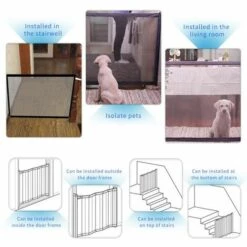 LIFCAUSAL Porte De Sécurité Pour Chien Barrière De Sécurité Pour Animaux De Compagnie Porte De Sécurité Pliante Portative Pour Bébé Installer N'importe Où 110 * 72 CM -Niche, chenil, enclos et parc pour chien Soldes 2022 60604129 5