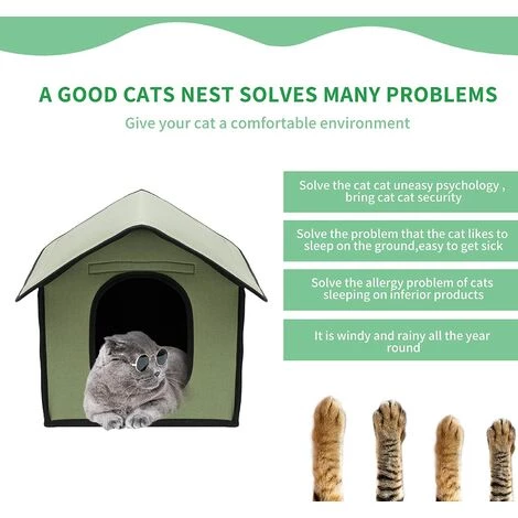 HEGUYEY Niche étanche Pour Chat Et Chien Pliable De Chat Extérieure Pour Animaux De Compagnie, Maison De Chien Extérieure étanche à La Pluie Maison De Chat Villa Tente Abri Pour Animaux De Compagnie 4 HEGUYEY Niche étanche Pour Chat Et Chien Pliable De Chat Extérieure Pour Animaux De Compagnie, Maison De Chien Extérieure étanche à La Pluie Maison De Chat Villa Tente Abri Pour Animaux De Compagnie – Image 4