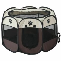 CATHERINE Parc Pliable Portable Pour Animaux De Compagnie, Tente Pour Animaux De Compagnie à 8 Sections, 73 X 73 X 43 Cm (marron)