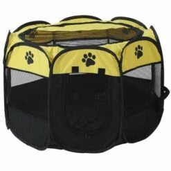 CATHERINE Parc Pliable Portable Pour Animaux De Compagnie, Tente Pour Animaux De Compagnie à 8 Sections, 73 X 73 X 43 Cm (jaune)