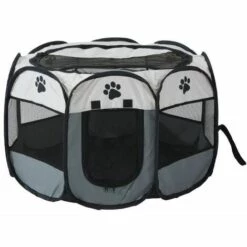 CATHERINE Parc Pliable Portable Pour Animaux De Compagnie, Tente Pour Animaux De Compagnie à 8 Sections, 73 X 73 X 43 Cm (gris)