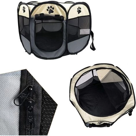 CATHERINE Parc Pliable Portable Pour Animaux De Compagnie, Tente Pour Animaux De Compagnie à 8 Sections, 73 X 73 X 43 Cm (gris) 2 CATHERINE Parc Pliable Portable Pour Animaux De Compagnie, Tente Pour Animaux De Compagnie à 8 Sections, 73 X 73 X 43 Cm (gris) – Image 2