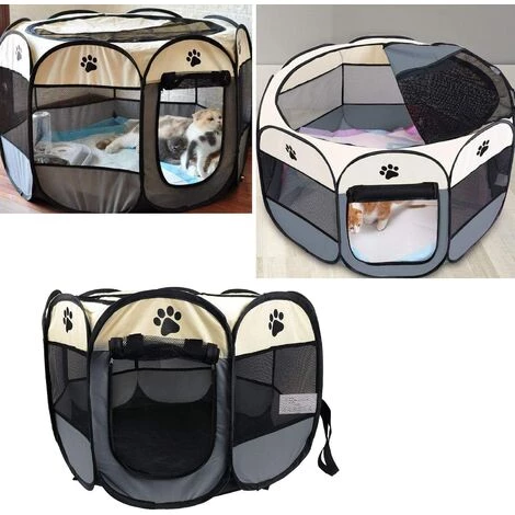 CATHERINE Parc Pliable Portable Pour Animaux De Compagnie, Tente Pour Animaux De Compagnie à 8 Sections, 73 X 73 X 43 Cm (gris) 3 CATHERINE Parc Pliable Portable Pour Animaux De Compagnie, Tente Pour Animaux De Compagnie à 8 Sections, 73 X 73 X 43 Cm (gris) – Image 3