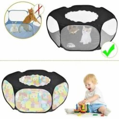FOZIY Parc Pour Petits Animaux, Ten Te Cage Pour Animaux Compagnie, Parc à Animaux Pliable, Parc Petits Animaux, Avec Couvercle Supérieur Anti évasion, Pour Chaton Lapins Lapin Hamster Chinchillas (Noir)，Fonepro -Niche, chenil, enclos et parc pour chien Soldes 2022 63841659 5