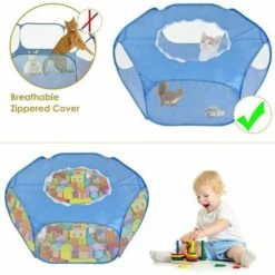 FOZIY Parc Pour Petits Animaux, Ten Te Cage Pour Animaux Compagnie, Parc à Animaux Pliable, Parc Petits Animaux, Avec Couvercle Supérieur Anti évasion, Pour Chaton Lapins Lapin Hamster Chinchillas (Bleu)，Fonepro -Niche, chenil, enclos et parc pour chien Soldes 2022 63841791 5