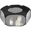 AOUGO Parc Pour Petits Animaux Tente Pliable Pour Animal Domestique Clôture Cage Avec Couvercle à Fermeture éclair Respirant Transparent Pop Up Stylo D'exercice Pour Animal De Compagnie Pour Cochon D'Inde Lapins Hamster Chinchillas Hérissons Chaton Chiot (Noir)