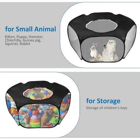 AOUGO Parc Pour Petits Animaux Tente Pliable Pour Animal Domestique Clôture Cage Avec Couvercle à Fermeture éclair Respirant Transparent Pop Up Stylo D'exercice Pour Animal De Compagnie Pour Cochon D'Inde Lapins Hamster Chinchillas Hérissons Chaton Chiot (Noir) 4 AOUGO Parc Pour Petits Animaux Tente Pliable Pour Animal Domestique Clôture Cage Avec Couvercle à Fermeture éclair Respirant Transparent Pop Up Stylo D'exercice Pour Animal De Compagnie Pour Cochon D'Inde Lapins Hamster Chinchillas Hérissons Chaton Chiot (Noir) – Image 4
