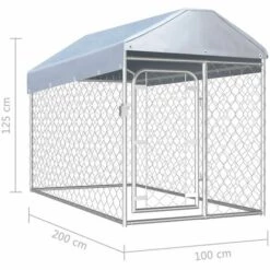 TANCYCO Chenil D'extérieur Avec Toit Pour Chiens 200 X 100 X 125 Cm -Niche, chenil, enclos et parc pour chien Soldes 2022 64277615 5