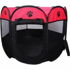 BF Tente Pliable Pour Animaux De Compagnie 8 Sections En Maille Pour Parc à Chiots Pour Chien Chat Lapin (rouge, 91 X 91 X 58 Cm)