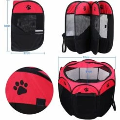BF Tente Pliable Pour Animaux De Compagnie 8 Sections En Maille Pour Parc à Chiots Pour Chien Chat Lapin (rouge, 91 X 91 X 58 Cm) 8 BF Tente Pliable Pour Animaux De Compagnie 8 Sections En Maille Pour Parc à Chiots Pour Chien Chat Lapin (rouge, 91 X 91 X 58 Cm) -Niche, chenil, enclos et parc pour chien Soldes 2022 64396826 4
