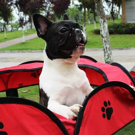 BF Tente Pliable Pour Animaux De Compagnie 8 Sections En Maille Pour Parc à Chiots Pour Chien Chat Lapin (rouge, 91 X 91 X 58 Cm) 5 BF Tente Pliable Pour Animaux De Compagnie 8 Sections En Maille Pour Parc à Chiots Pour Chien Chat Lapin (rouge, 91 X 91 X 58 Cm) – Image 5