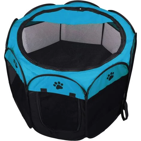 BF Tente Pliable Pour Animaux De Compagnie 8 Sections En Maille Pour Parc à Chiots Pour Chien Chat Lapin (bleu, 91 X 91 X 58 Cm) 2 BF Tente Pliable Pour Animaux De Compagnie 8 Sections En Maille Pour Parc à Chiots Pour Chien Chat Lapin (bleu, 91 X 91 X 58 Cm) – Image 2