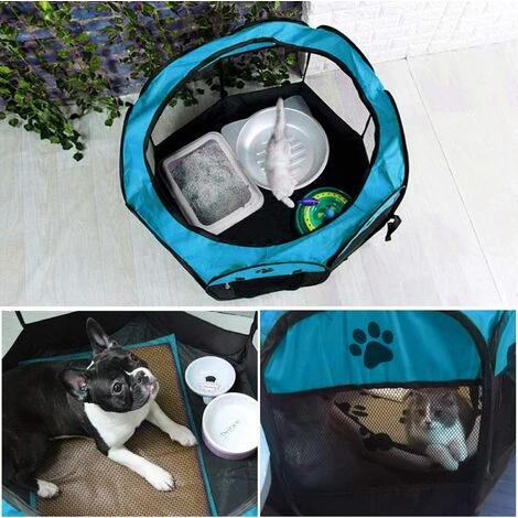 BF Tente Pliable Pour Animaux De Compagnie 8 Sections En Maille Pour Parc à Chiots Pour Chien Chat Lapin (bleu, 91 X 91 X 58 Cm) 4 BF Tente Pliable Pour Animaux De Compagnie 8 Sections En Maille Pour Parc à Chiots Pour Chien Chat Lapin (bleu, 91 X 91 X 58 Cm) – Image 4