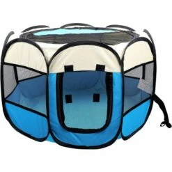 BDD Parc Pliable Pour Animaux De Compagnie, Maison En Maille 8 Pièces, Tente Pour Chiot, Niche Pour Chien, Chat, Lapin, Petits Animaux (73 X 73 X 43 Cm, Bleu)