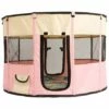 Ensoleillé Clôture Ronde Intérieure/extérieure Pour Parc Animalier Portable Pliable Tente Pour Animaux De Compagnie Fermée Pour Chat Et Chien (Pink)