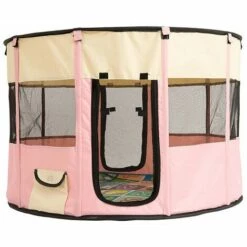 Ensoleillé Clôture Ronde Intérieure/extérieure Pour Parc Animalier Portable Pliable Tente Pour Animaux De Compagnie Fermée Pour Chat Et Chien (Pink)