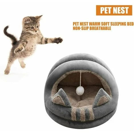 YOOUYIDA Nid Chaud D'hiver Pour Animal Domestique, Lit Pour Chien, Chat, Sac De Couchage, Intérieur Portable, Pliable, Avec Coussin Amovible Et Fond Résistant à L'eau Pour Petits Chats (gris, M) 2 YOOUYIDA Nid Chaud D'hiver Pour Animal Domestique, Lit Pour Chien, Chat, Sac De Couchage, Intérieur Portable, Pliable, Avec Coussin Amovible Et Fond Résistant à L'eau Pour Petits Chats (gris, M) â Image 2