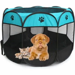 TANCYCO Tente De Clôture Octogonale Pliable Amovible Pour Animaux De Compagnie Cage De Parc Pour Chaton En Tissu Oxford Portable (S, Bleu) -Niche, chenil, enclos et parc pour chien Soldes 2022 66805854 3