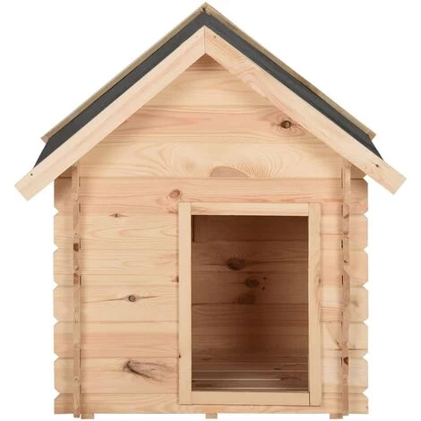 TRUE DEAL Niche Pour Chien 80x80x100,6 Cm Bois De Pin Massif 2 TRUE DEAL Niche Pour Chien 80x80x100,6 Cm Bois De Pin Massif – Image 2