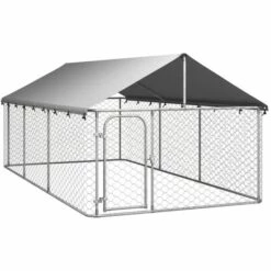 TRUE DEAL Chenil Extérieur Avec Toit Pour Chiens 400x200x150 Cm