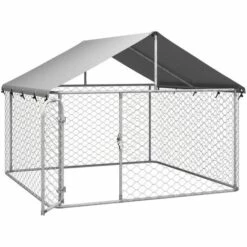 TRUE DEAL Chenil D'extérieur Avec Toit Pour Chiens 200x200x150 Cm 8 TRUE DEAL Chenil D'extérieur Avec Toit Pour Chiens 200x200x150 Cm -Niche, chenil, enclos et parc pour chien Soldes 2022 67302257 4