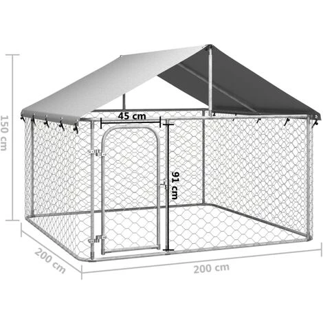 TRUE DEAL Chenil D'extérieur Avec Toit Pour Chiens 200x200x150 Cm 5 TRUE DEAL Chenil D'extérieur Avec Toit Pour Chiens 200x200x150 Cm – Image 5