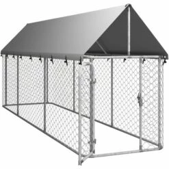 TRUE DEAL Chenil Extérieur Avec Toit Pour Chiens 400x100x150 Cm -Niche, chenil, enclos et parc pour chien Soldes 2022 67540389 4