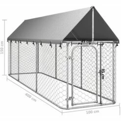 TRUE DEAL Chenil Extérieur Avec Toit Pour Chiens 400x100x150 Cm -Niche, chenil, enclos et parc pour chien Soldes 2022 67540389 5
