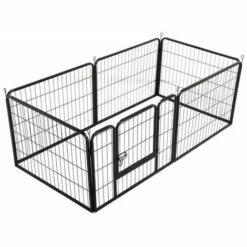 OOBEST Parc Enclos Pour Chiens Chiot Lapin Rongeur Clôture En Métal Pour Exercice Pliable Hauteur 60cm, 6 Panneaux，Noir