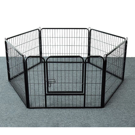 OOBEST Parc Enclos Pour Chiens Chiot Lapin Rongeur Clôture En Métal Pour Exercice Pliable Hauteur 60cm, 6 Panneaux,Noir 4 OOBEST Parc Enclos Pour Chiens Chiot Lapin Rongeur Clôture En Métal Pour Exercice Pliable Hauteur 60cm, 6 Panneaux,Noir – Image 4