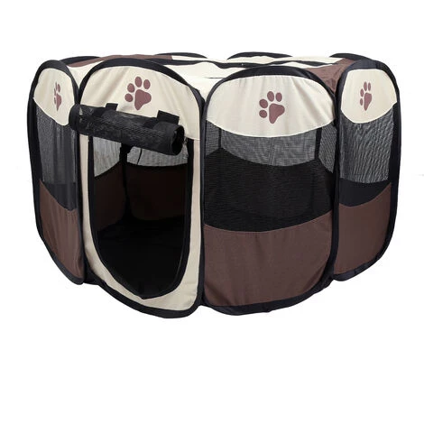SKECTEN Parc Portable Pliable Pour Animal Domestique, Chien, Chat, Chiot (Café) 1 SKECTEN Parc Portable Pliable Pour Animal Domestique, Chien, Chat, Chiot (Café)
