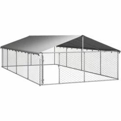 VIDAXL Chenil D'extérieur Avec Toit Pour Chiens 600x300x150 Cm - Argent -Niche, chenil, enclos et parc pour chien Soldes 2022 67700688 4