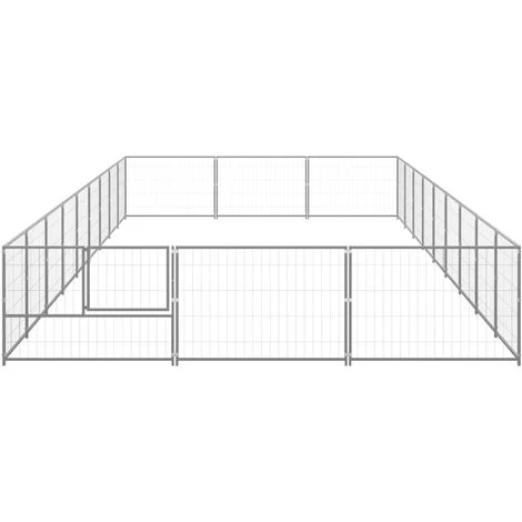 VIDAXL Chenil Argenté 27 M² Acier - Argent 3 VIDAXL Chenil Argenté 27 M² Acier - Argent – Image 3