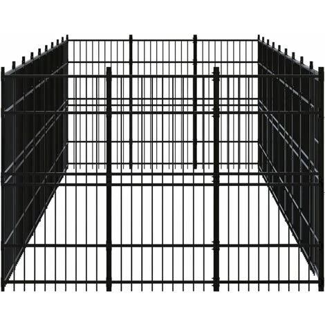 VIDAXL Chenil D'extérieur Pour Chiens Acier 24,88 M² - Noir 3 VIDAXL Chenil D'extérieur Pour Chiens Acier 24,88 M² - Noir – Image 3