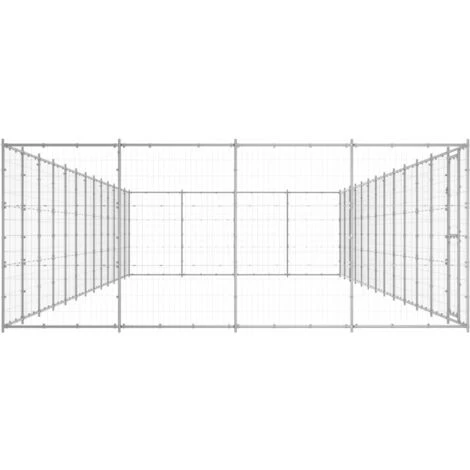 VIDAXL Chenil Extérieur Acier Galvanisé 53,24 M² - Argent 3 VIDAXL Chenil Extérieur Acier Galvanisé 53,24 M² - Argent – Image 3