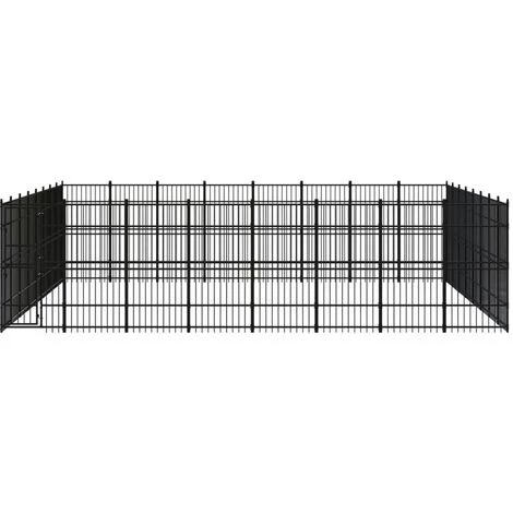 VIDAXL Chenil D'extérieur Pour Chiens Acier 58,98 M² - Noir 1 VIDAXL Chenil D'extérieur Pour Chiens Acier 58,98 M² - Noir