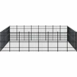 VIDAXL Chenil D'extérieur Pour Chiens Acier 58,98 M² - Noir 7 VIDAXL Chenil D'extérieur Pour Chiens Acier 58,98 M² - Noir -Niche, chenil, enclos et parc pour chien Soldes 2022 67701035 3