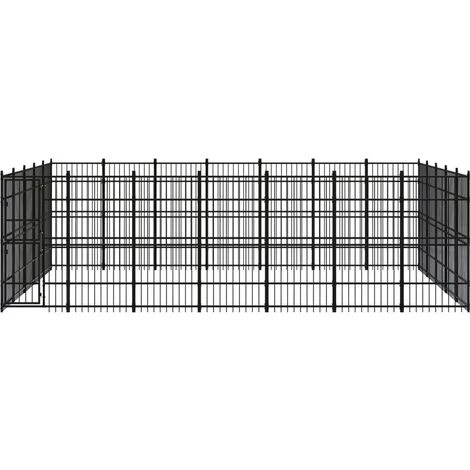 VIDAXL Chenil D'extérieur Pour Chiens Acier 32,26 M² - Noir 1 VIDAXL Chenil D'extérieur Pour Chiens Acier 32,26 M² - Noir