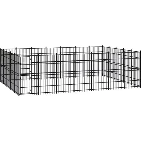 VIDAXL Chenil D'extérieur Pour Chiens Acier 32,26 M² - Noir 2 VIDAXL Chenil D'extérieur Pour Chiens Acier 32,26 M² - Noir – Image 2