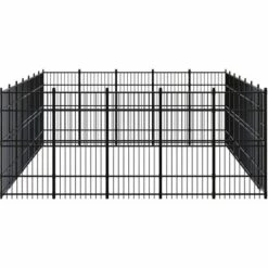 VIDAXL Chenil D'extérieur Pour Chiens Acier 32,26 M² - Noir 7 VIDAXL Chenil D'extérieur Pour Chiens Acier 32,26 M² - Noir -Niche, chenil, enclos et parc pour chien Soldes 2022 67701052 3